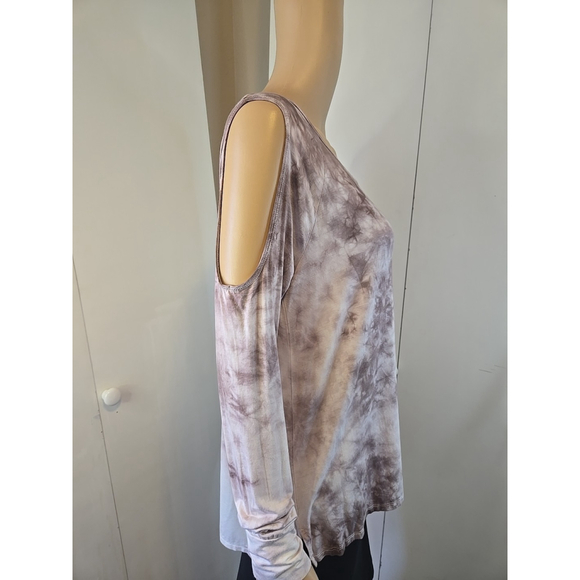 American Eagle Cold Shoulder Tie Dye Top Small Soft Stretch Boho Casual - Picture 6 of 9
